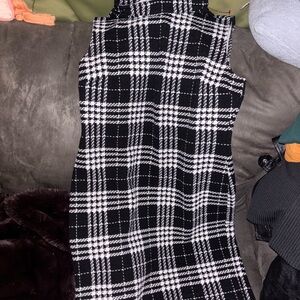 Black and White Plaid Sleeveless Dress